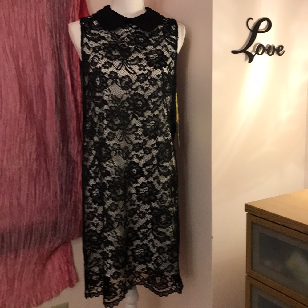Cece black lace sleeveless dress size 8